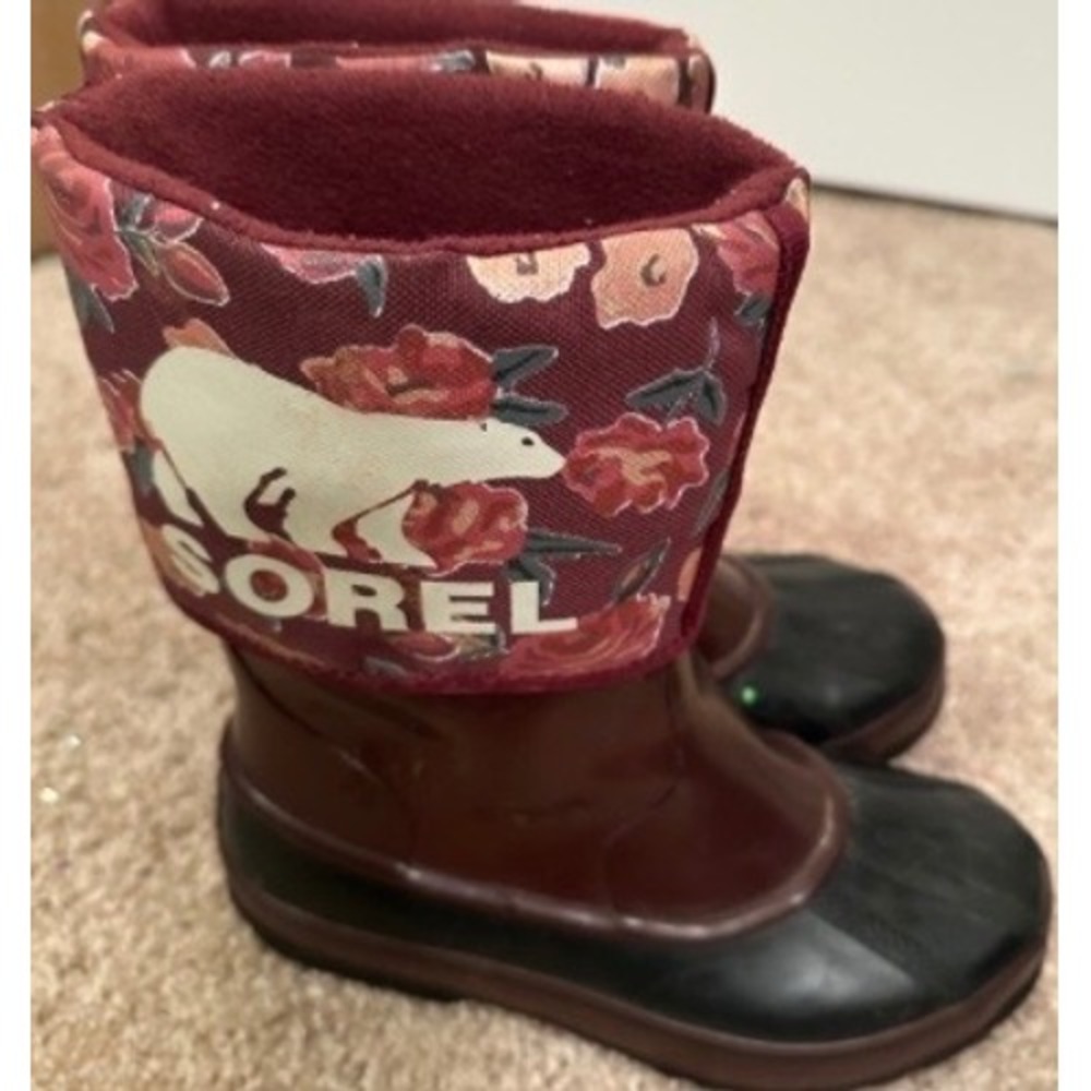 Sorel Waterproof Winter Snow Boots Floral Rose Polar Bear NY1812-508 Burgundy 5